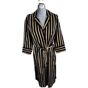 7 For All Mankind Striped Maxi Shirtdress XS Gold Navy Belted NWT soft glam $325